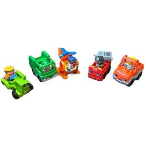 Fisher Price Little People Helicopter Recycling Fire Truck Tractor Orange Truck
